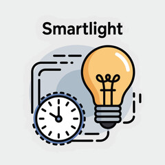 Smartlight Icon Illustration Yellow Lightbulb Clock Time Management Automation System Concept Design