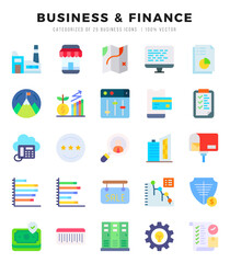 Business & Finance Flat icons. Vector Flat illustration.