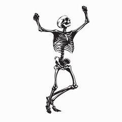 Happy dancing skeletons on Halloween Image Vector on white background.