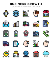 Simple Set of Business Growth Related Vector Lineal Color Icons.