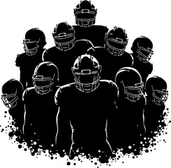 American football players  sports action athletes black vector bundle
