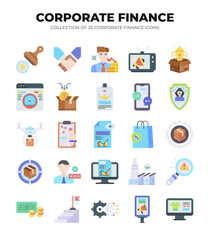 Corporate Finance Icons. 25 Flat Design Elements for Business