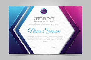 Blue and Pink Certificate Template