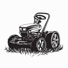 Lawn Mower Vector. Lawn Mower Black And White Stock Illustrations.