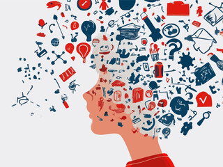 Abstract illustration of busy mind full of ideas and tasks