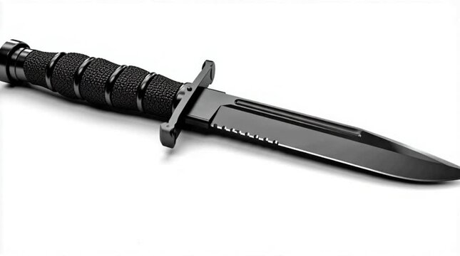 Close-up combat knife mockup on clean white backdrop