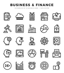 Business & Finance Lineal icons. Vector Lineal illustration.