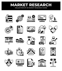 Market Research Icons: A Collection of 25 Essential Business Strategy and Data Analysis Visuals