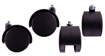 black of set caster wheels isolated on white or transparent background. high quality png image