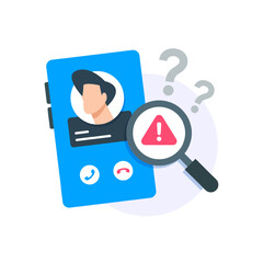 Phone call scam detection alert ,Concept for fraud prevention, phishing alert, caller ID security,suspicious account