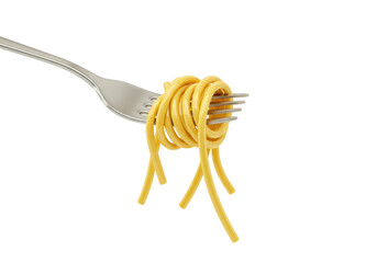 Isolated Portion of Cooked Spaghetti Twirled on a Fork