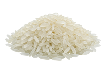 Isolated Pile of Glistening White Rice Grains