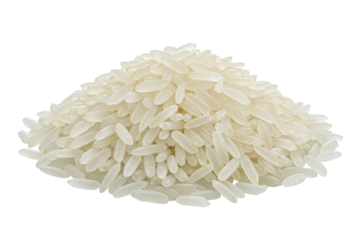 Isolated Pile of Glistening White Rice Grains