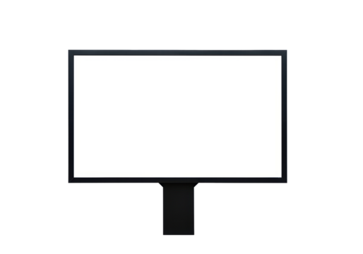 Isolated Blank White Screen Display on Black Frame