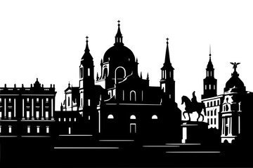Fototapeta premium City skyline silhouette with historic architecture and monuments 