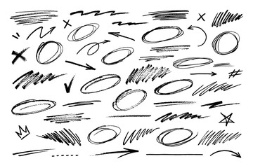 Hand Drawn Scribble Vector Elements Set