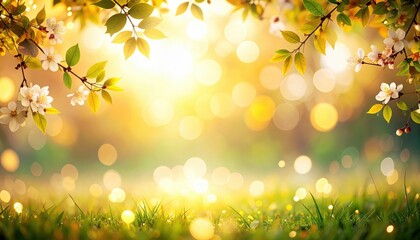 Obraz premium Basking in the warm glow of spring sunshine nature's blossoms outdoor serenity lush environment tranquil viewpoint illuminating beauty