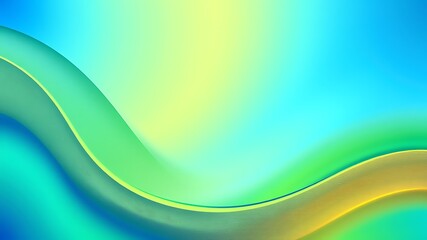 Obraz premium Abstract gradient background with flowing wavy lines in shades of blue green and yellow colors