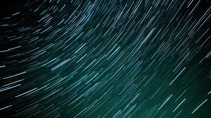 Captivating Star Trails Over Dark Green and Light Blue Night Sky, Long-Exposure Masterpiece with Sharp Focus.