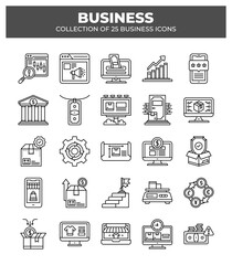 Collection of 25 Business Icons: Marketing. Finance. E-commerce. and more