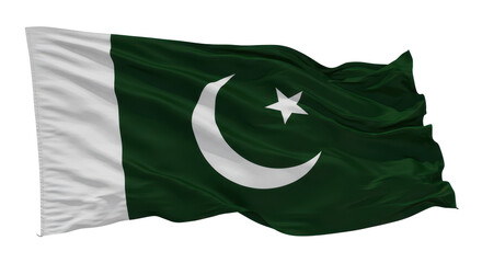 A national flag of  pakistan, waving in the wind isolated on transparent, png