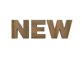 Isolated Rustic Wooden NEW Sign