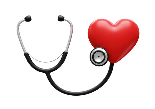 Isolated Stethoscope Leaning Against a Heart