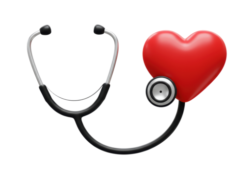 Isolated Stethoscope Leaning Against a Heart