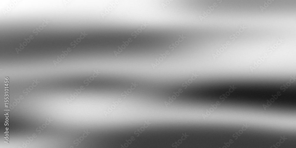 Poster Soft monochrome waves with gradient blur and fine grain texture on transparent background. Abstract grayscale flow with minimal noise