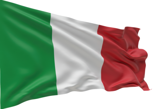 Isolated Waving Flag of Italy in High Detail