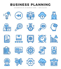 Business Strategy Icons Pack. Two Color icons set. Two Color icon collection set.