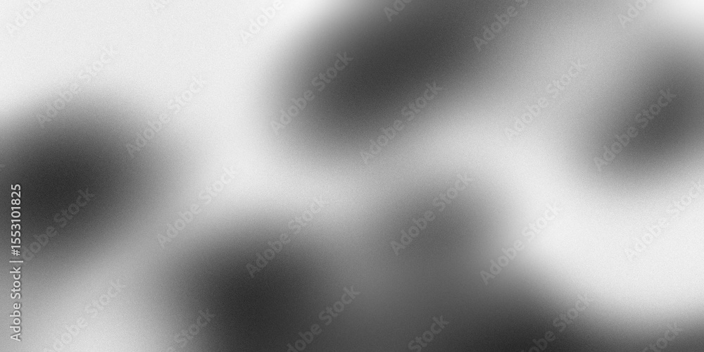 Poster Black and white abstract gradient with heavy blur and film grain texture on transparent background. Minimal and moody noise effect