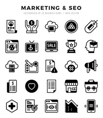 Set of Lineal Filled Marketing & SEO Icons. Lineal Filled art icon. Vector illustration