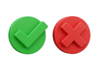Isolated Green Check Mark and Red Cross Icons Choice