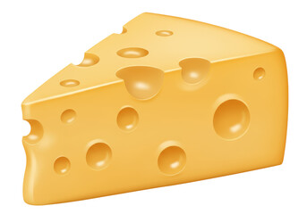 Isolated Triangular Slice of Swiss Cheese Delicious Dairy