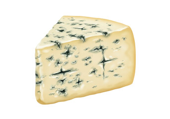 Isolated Wedge of Blue Cheese Tangy Gourmet Delight