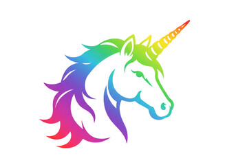 Isolated Rainbow Colored Unicorn Head Silhouette