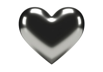 Isolated Silver Metallic Heart on White