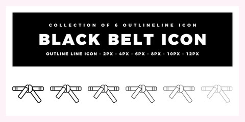 Collection of 6 Black Belt Outline Icons