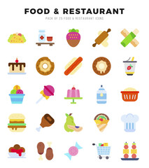 Set of Food and Restaurant Icons Flat icons collection.