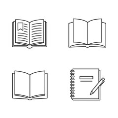 Book icon. Literature book icons collection. Textbook icons
