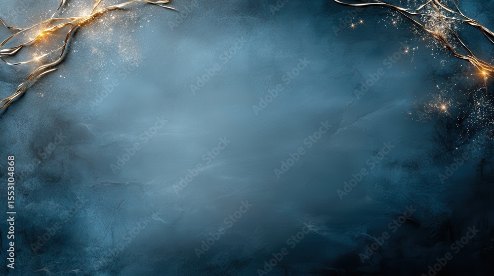 Poster an elegant abstract blue background illuminated by subtle sparkling highlights, representing creativ
