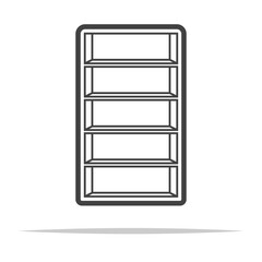 Empty bookcase outline icon transparent vector isolated