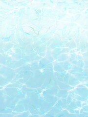 透明感のあるブルーの水面イメージの手描きイラスト　縦
