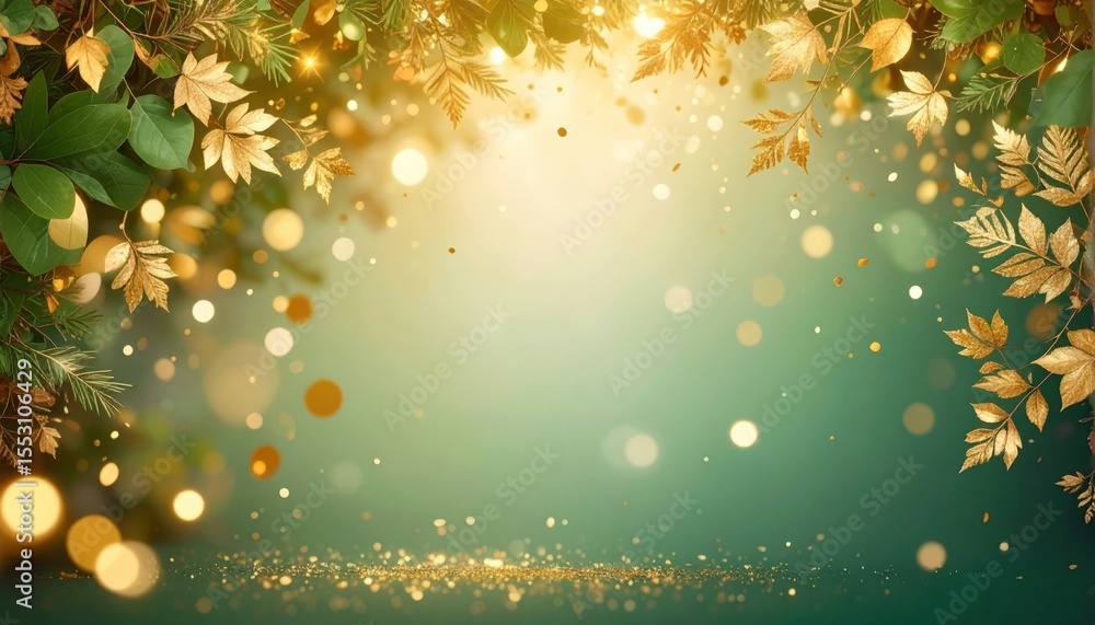 Poster autumn leaves falling natural forest setting abstract background soft bokeh effect serene environmen
