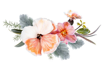 Colorful png flower bouquet collage element, floral design in transparent background