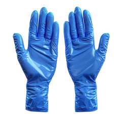 Blue nitrile gloves hygiene health medical protection safety care isolated on transparent background
