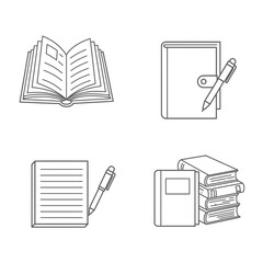 Book icon. Literature book icons collection. Textbook icons