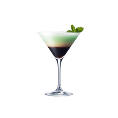 Layered Mint Chocolate Martini Cocktail in Martini Glass with Mint Garnish