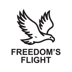 Obraz premium Black Line Art Eagle in Flight Freedoms Flight bird